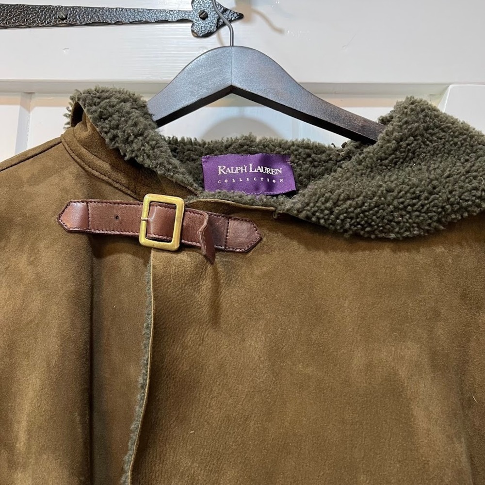 Ralph Lauren Purple Label Womens Jacket Size S Suede Leather Hooded Toggle - Picture 2 of 12